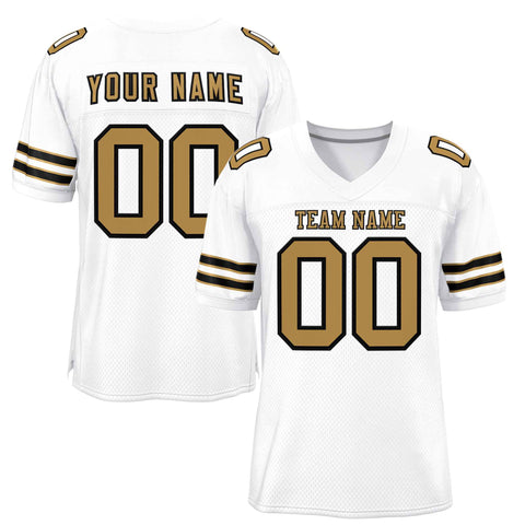 Custom White Old Gold-Black Classic Style Authentic Football Jersey