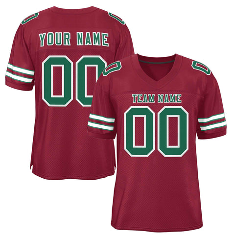 Custom Burgundy Kelly Green-White Classic Style Authentic Football Jersey