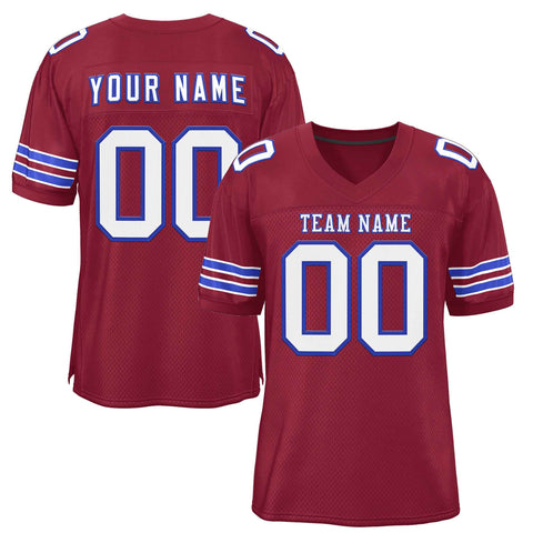 Custom Burgundy White-Royal Classic Style Authentic Football Jersey