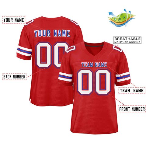 Custom Red Royal-White Classic Style Authentic Football Jersey