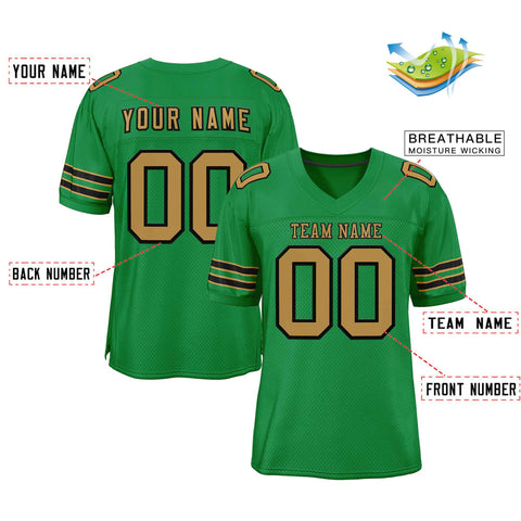 Custom Kelly Green Old Gold-Black Classic Style Authentic Football Jersey