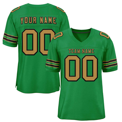 Custom Kelly Green Old Gold-Black Classic Style Authentic Football Jersey