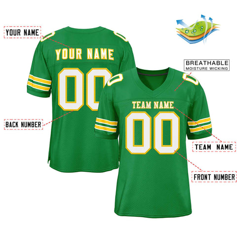 Custom Kelly Green White-Gold Classic Style Authentic Football Jersey