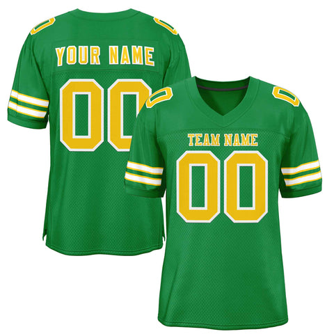 Custom Kelly Green Gold-White Classic Style Authentic Football Jersey