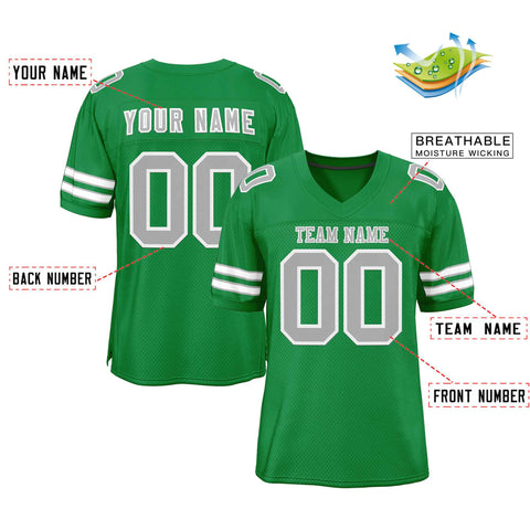 Custom Kelly Green Gray-White Classic Style Authentic Football Jersey