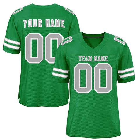Custom Kelly Green Gray-White Classic Style Authentic Football Jersey