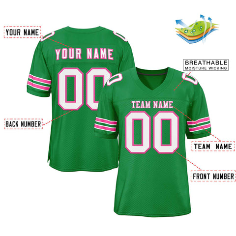Custom Kelly Green White-Pink Classic Style Authentic Football Jersey