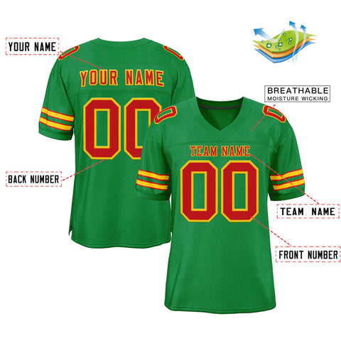 Custom Kelly Green Red-Gold Classic Style Authentic Football Jersey