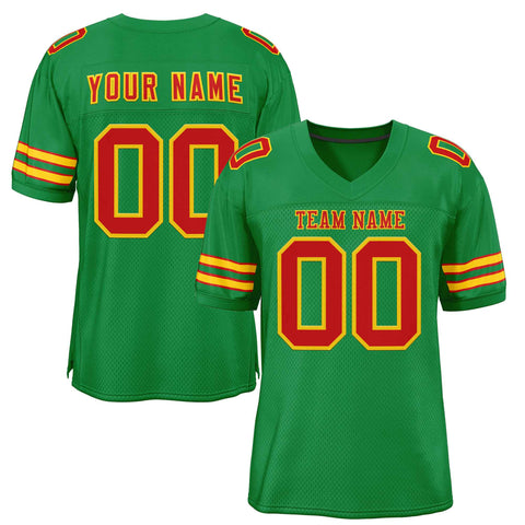 Custom Kelly Green Red-Gold Classic Style Authentic Football Jersey