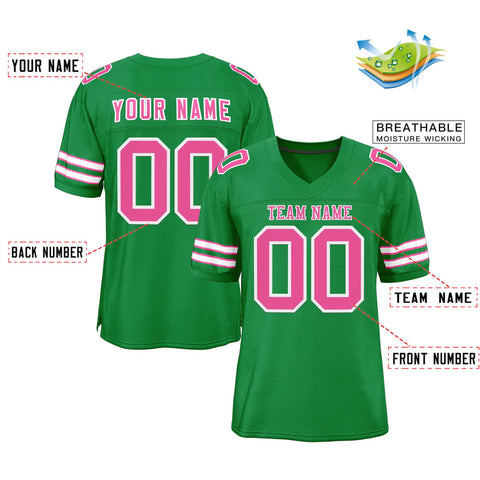 Custom Kelly Green Pink-White Classic Style Authentic Football Jersey