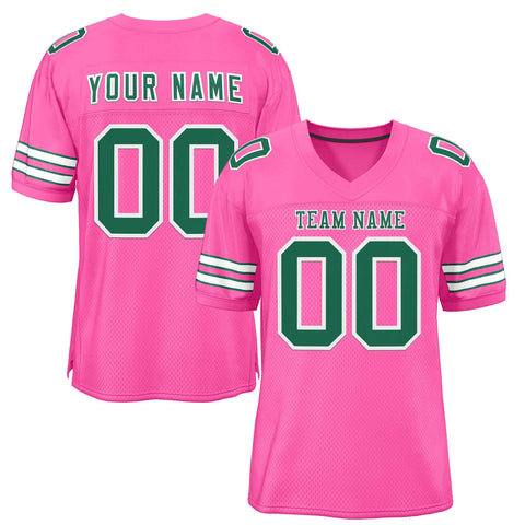 Custom Rose Pink Kelly Green-White Classic Style Authentic Football Jersey