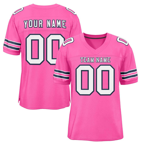 Custom Rose Pink White-Navy Classic Style Authentic Football Jersey