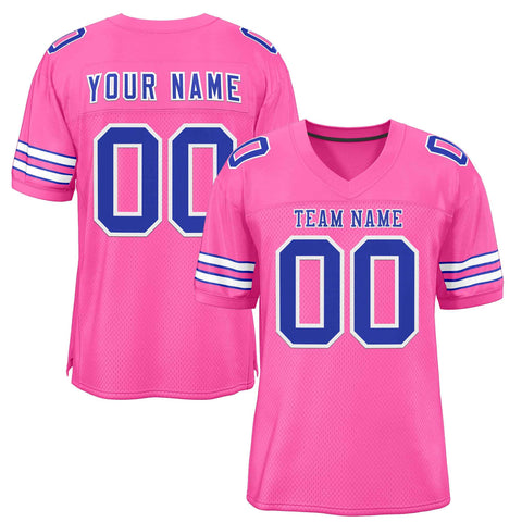 Custom Rose Pink Royal-White Classic Style Authentic Football Jersey