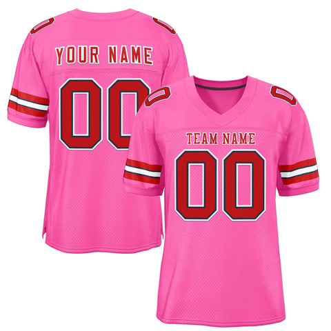 Custom Rose Pink Red-White Classic Style Authentic Football Jersey