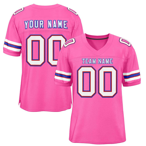 Custom Rose Pink White-Royal Classic Style Authentic Football Jersey