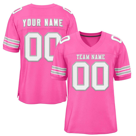 Custom Rose Pink White-Gray Classic Style Authentic Football Jersey