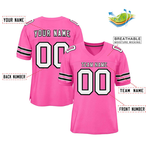 Custom Rose Pink White-Black Classic Style Authentic Football Jersey