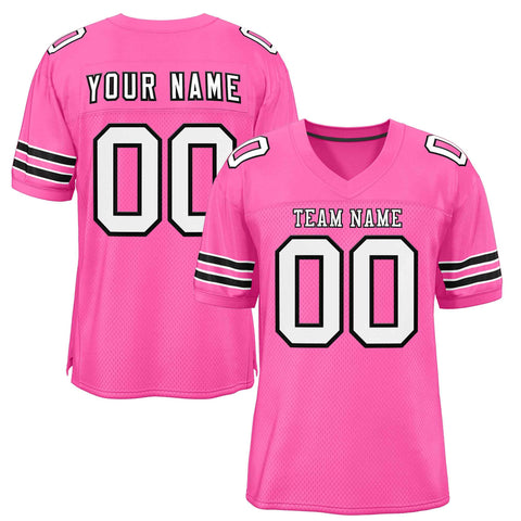 Custom Rose Pink White-Black Classic Style Authentic Football Jersey
