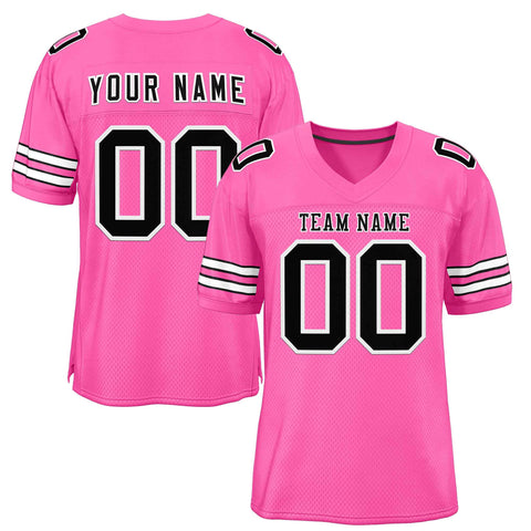 Custom Rose Pink Black-White Classic Style Authentic Football Jersey