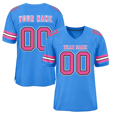 Custom Powder Blue Pink-White Classic Style Authentic Football Jersey