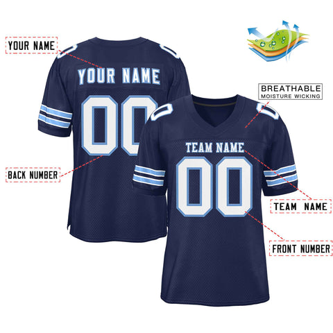 Custom Navy White-Light Blue Classic Style Authentic Football Jersey