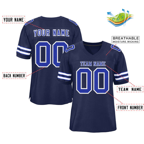 Custom Navy Royal-White Classic Style Authentic Football Jersey