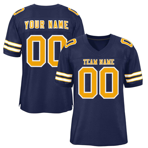Custom Navy Yellow-White Classic Style Authentic Football Jersey