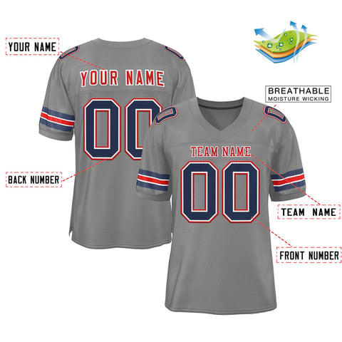 Custom Gray Red-White Classic Style Authentic Football Jersey