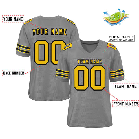 Custom Gray Gold-Black Classic Style Authentic Football Jersey