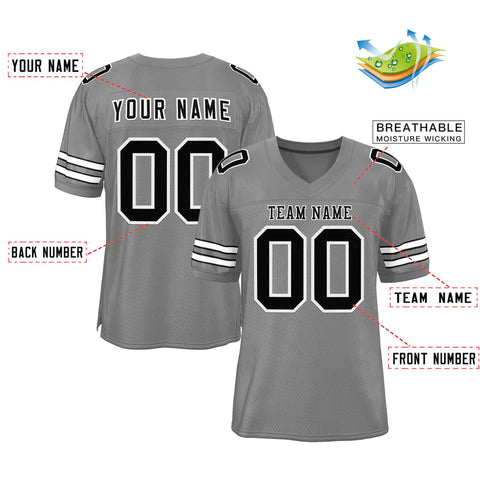 Custom Gray Black-White Classic Style Authentic Football Jersey