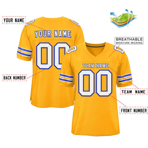 Custom Gold White-Royal Classic Style Authentic Football Jersey