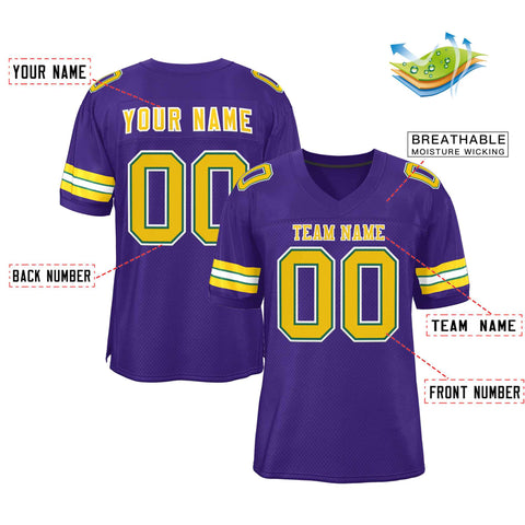 Custom Purple Gold-White Classic Style Authentic Football Jersey