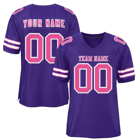 Custom Purple Pink-White Classic Style Authentic Football Jersey