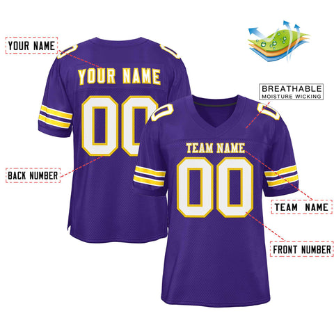 Custom Purple White-Gold Classic Style Authentic Football Jersey