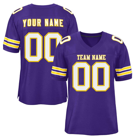 Custom Purple White-Gold Classic Style Authentic Football Jersey