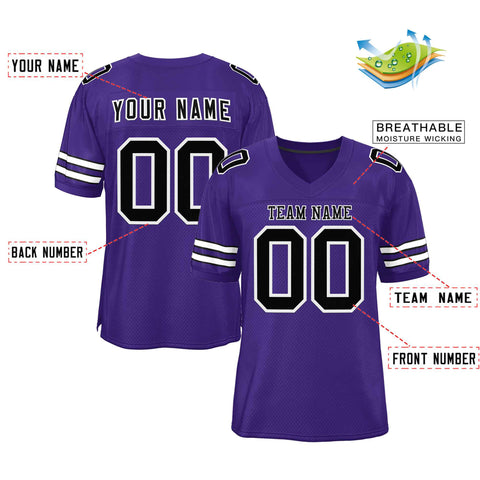 Custom Purple Black-White Classic Style Authentic Football Jersey