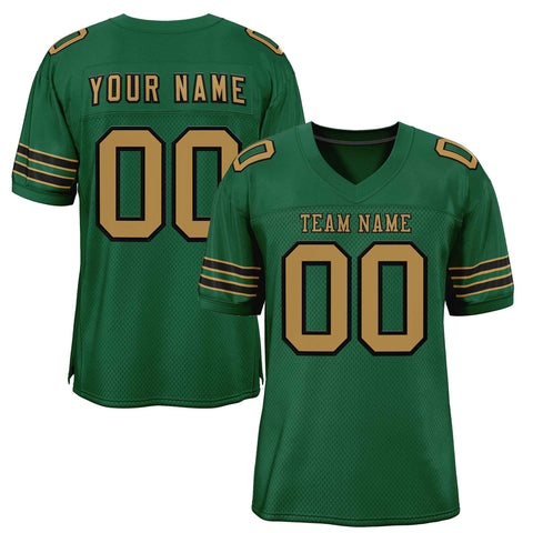 Custom Green Old Gold-Black Classic Style Authentic Football Jersey