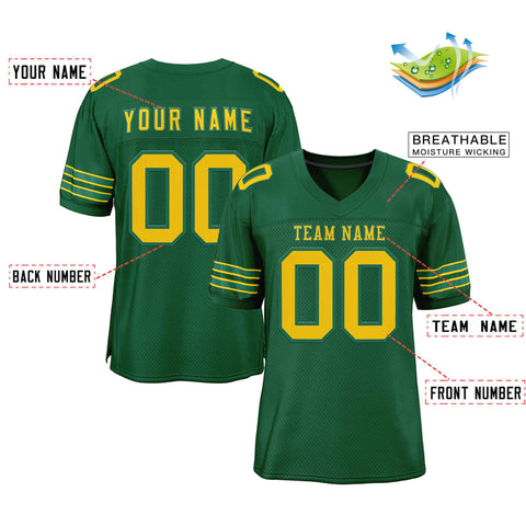 Custom Green Gold-Kelly Green Classic Style Authentic Football Jersey