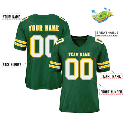 Custom Green White-Gold Classic Style Authentic Football Jersey