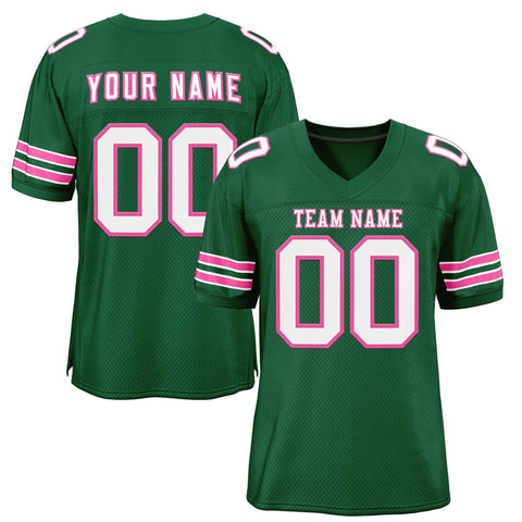 Custom Green White-Pink Classic Style Authentic Football Jersey