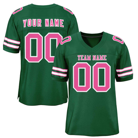 Custom Green Pink-White Classic Style Authentic Football Jersey