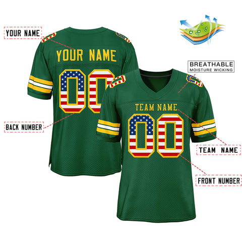 Custom Green Gold-Red Classic Style Authentic Football Jersey