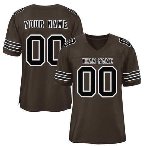 Custom Brown Black-White Classic Style Authentic Football Jersey