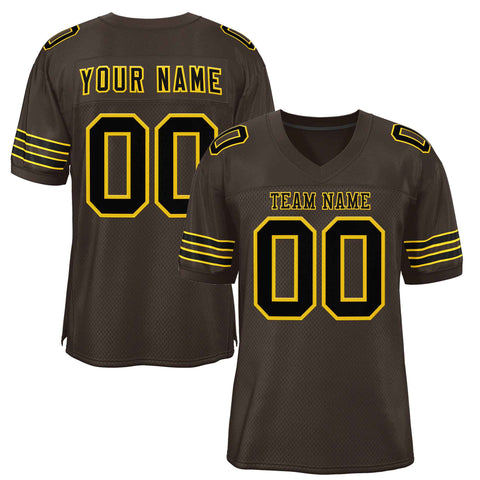 Custom Brown Black-Gold Classic Style Authentic Football Jersey