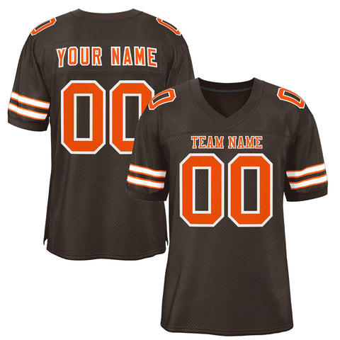 Custom Brown Orange-White Classic Style Authentic Football Jersey
