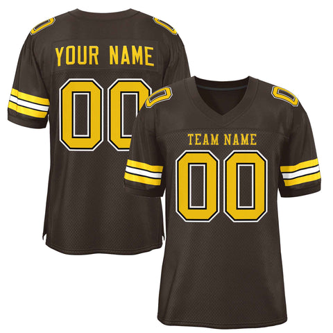 Custom Brown Gold-Brown Classic Style Authentic Football Jersey