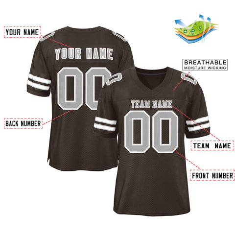 Custom Brown Gray-White Classic Style Authentic Football Jersey