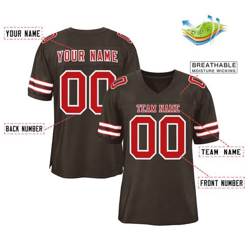Custom Brown Red-White Classic Style Authentic Football Jersey