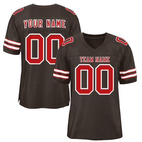 Custom Brown Red-White Classic Style Authentic Football Jersey