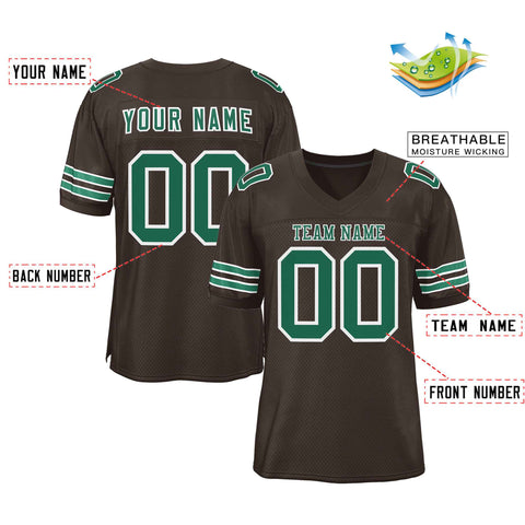 Custom Brown Kelly Green-White Classic Style Authentic Football Jersey